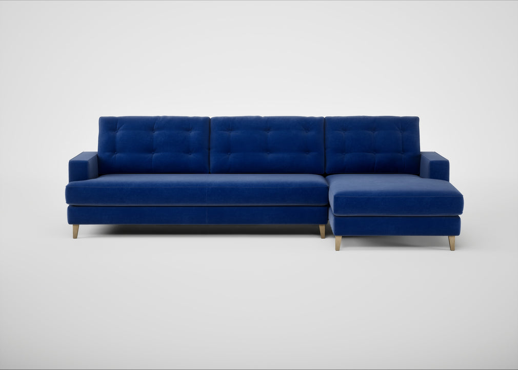 Mistral Right Hand Facing Corner Sofa Smart Luxe Velvet Azure / Natural