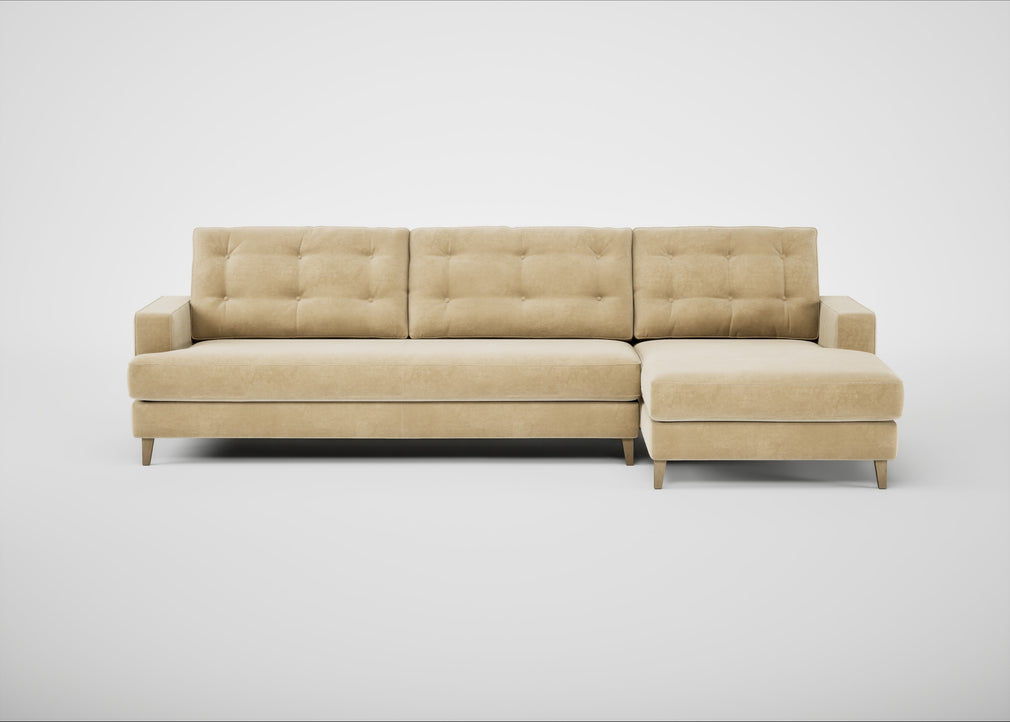 Mistral Right Hand Facing Corner Sofa Smart Luxe Velvet Biscuit / Natural