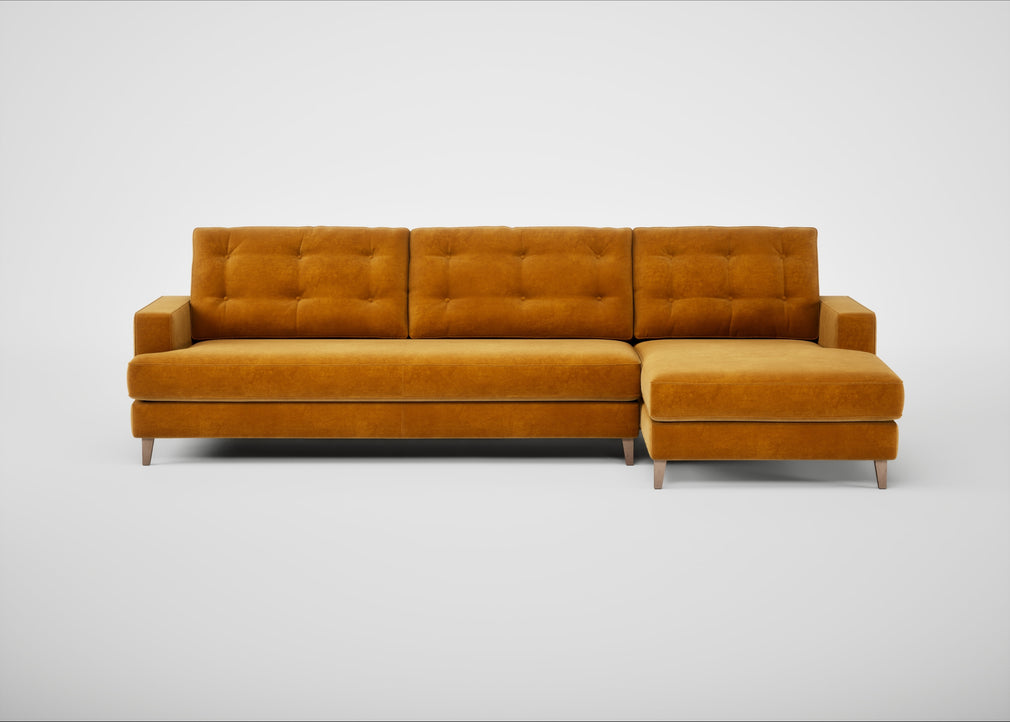 Mistral Right Hand Facing Corner Sofa Smart Luxe Velvet Cognac / Natural