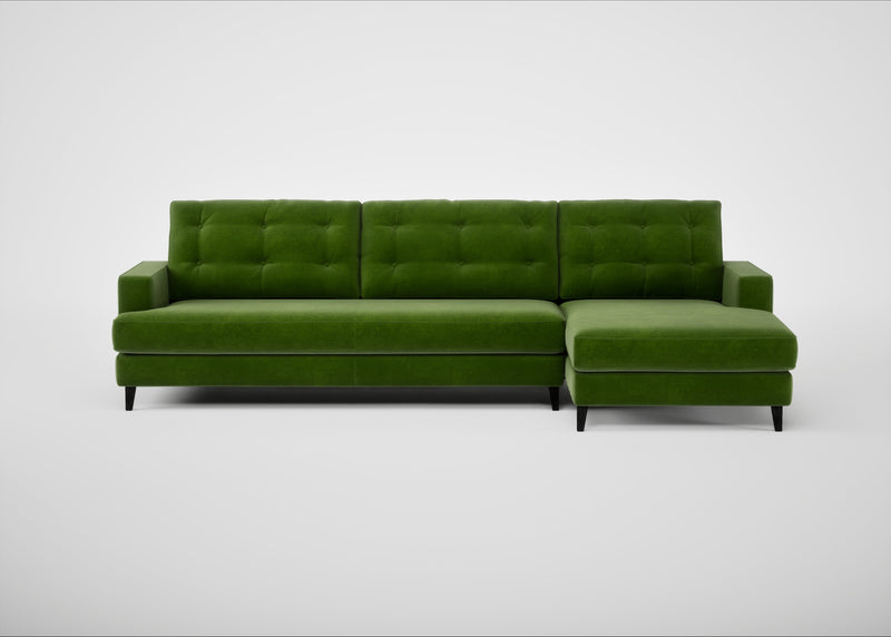 Mistral Right Hand Facing Corner Sofa Smart Luxe Velvet Grass / Black