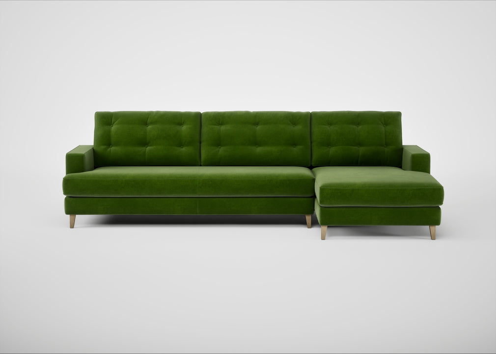 Mistral Right Hand Facing Corner Sofa Smart Luxe Velvet Grass / Natural