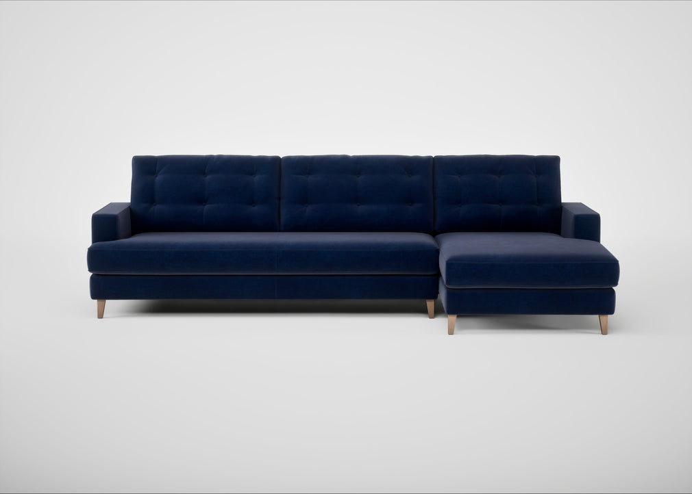 Mistral Right Hand Facing Corner Sofa Smart Luxe Velvet Midnight / Natural