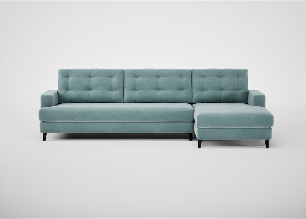 Mistral Right Hand Facing Corner Sofa Smart Luxe Velvet Mineral Blue / Black