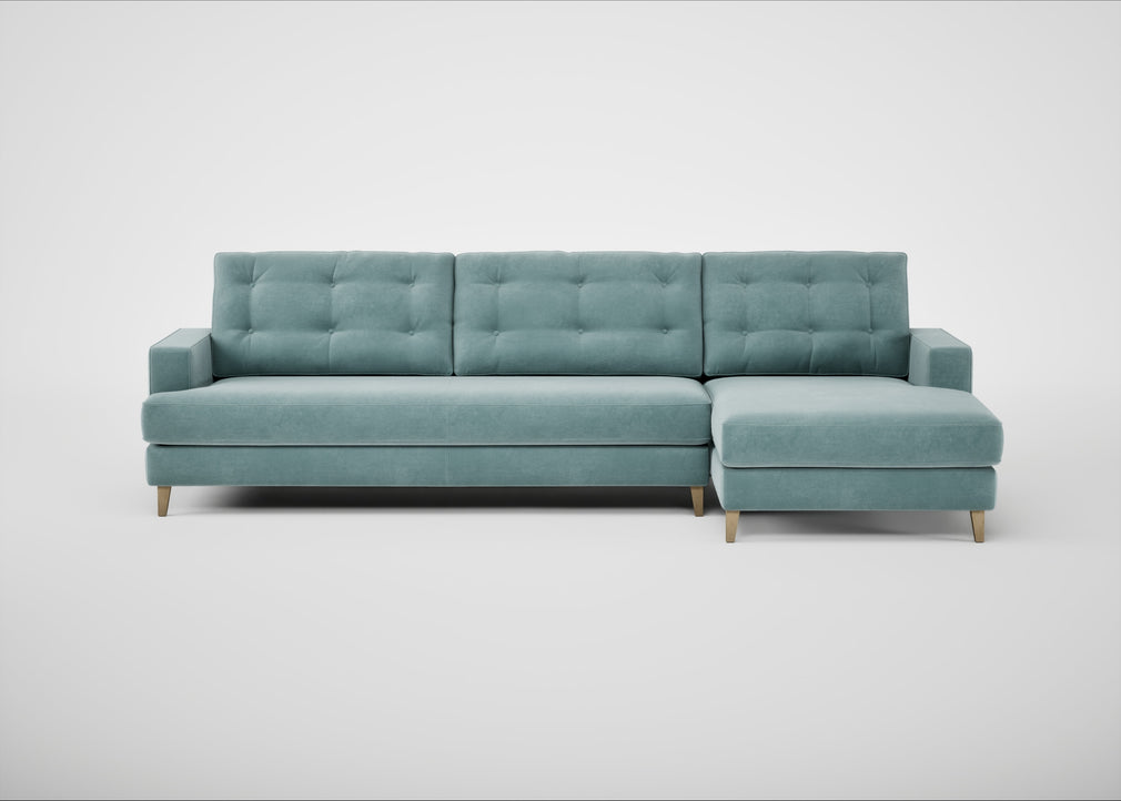 Mistral Right Hand Facing Corner Sofa Smart Luxe Velvet Mineral Blue / Natural