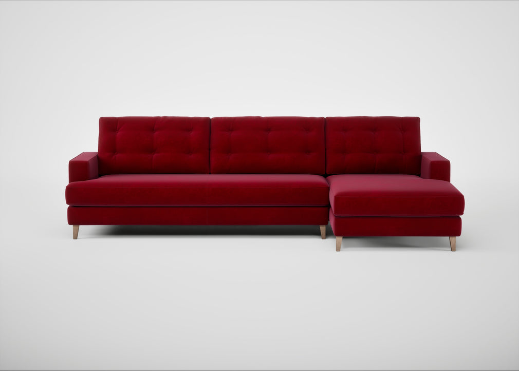 Mistral Right Hand Facing Corner Sofa Smart Luxe Velvet Mulberry / Natural