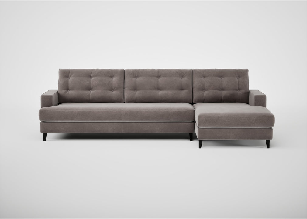 Mistral Right Hand Facing Corner Sofa Smart Luxe Velvet Mushroom / Black