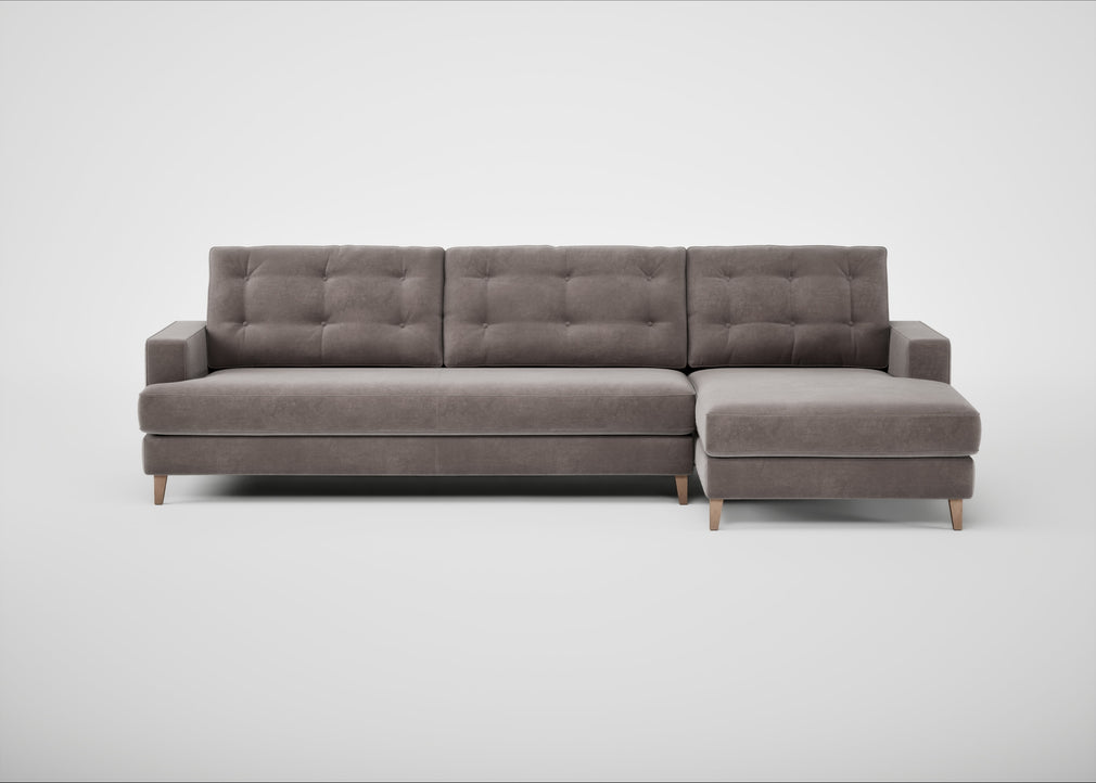 Mistral Right Hand Facing Corner Sofa Smart Luxe Velvet Mushroom / Natural