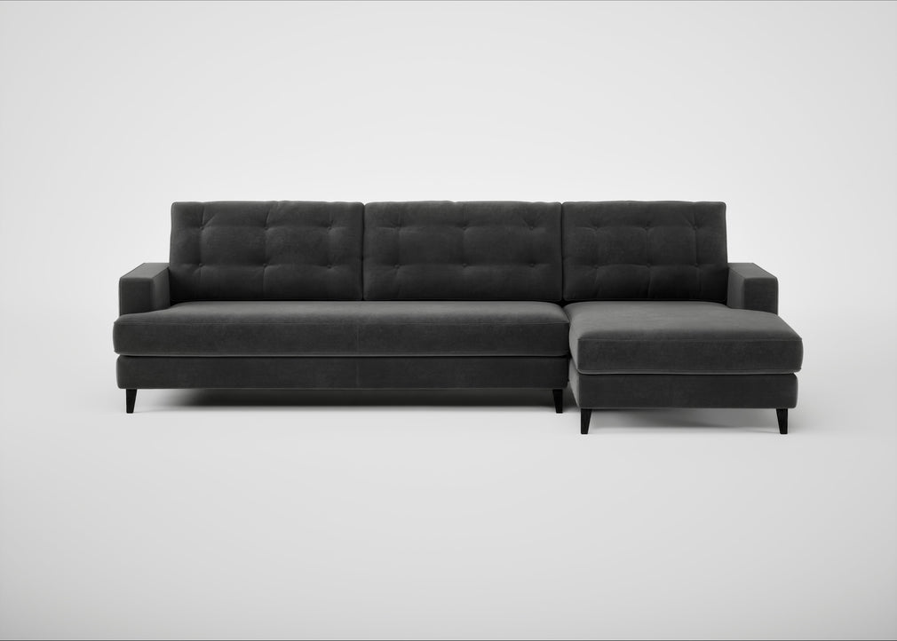 Mistral Right Hand Facing Corner Sofa Smart Luxe Velvet Nickel / Black
