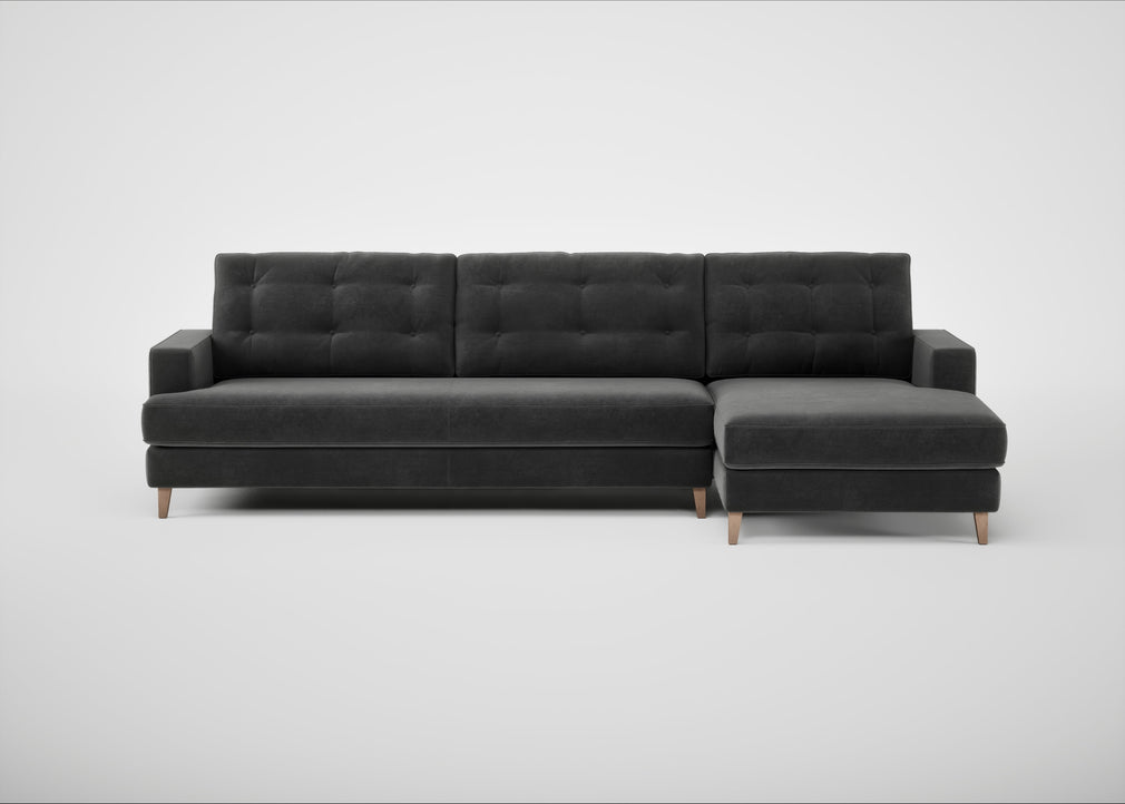 Mistral Right Hand Facing Corner Sofa Smart Luxe Velvet Nickel / Natural
