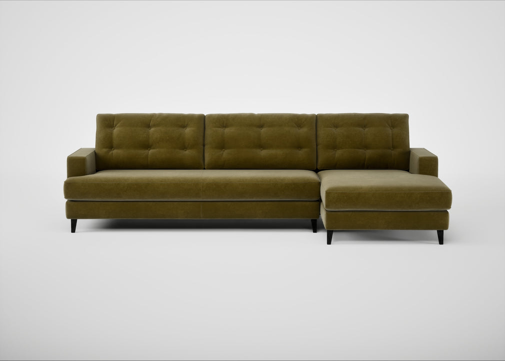 Mistral Right Hand Facing Corner Sofa Smart Luxe Velvet Peridot / Black