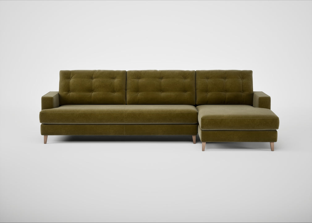 Mistral Right Hand Facing Corner Sofa Smart Luxe Velvet Peridot / Natural