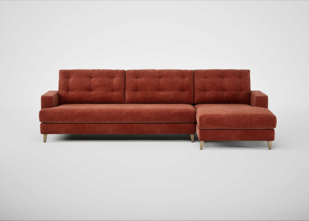Mistral Right Hand Facing Corner Sofa Smart Luxe Velvet Tawny / Natural
