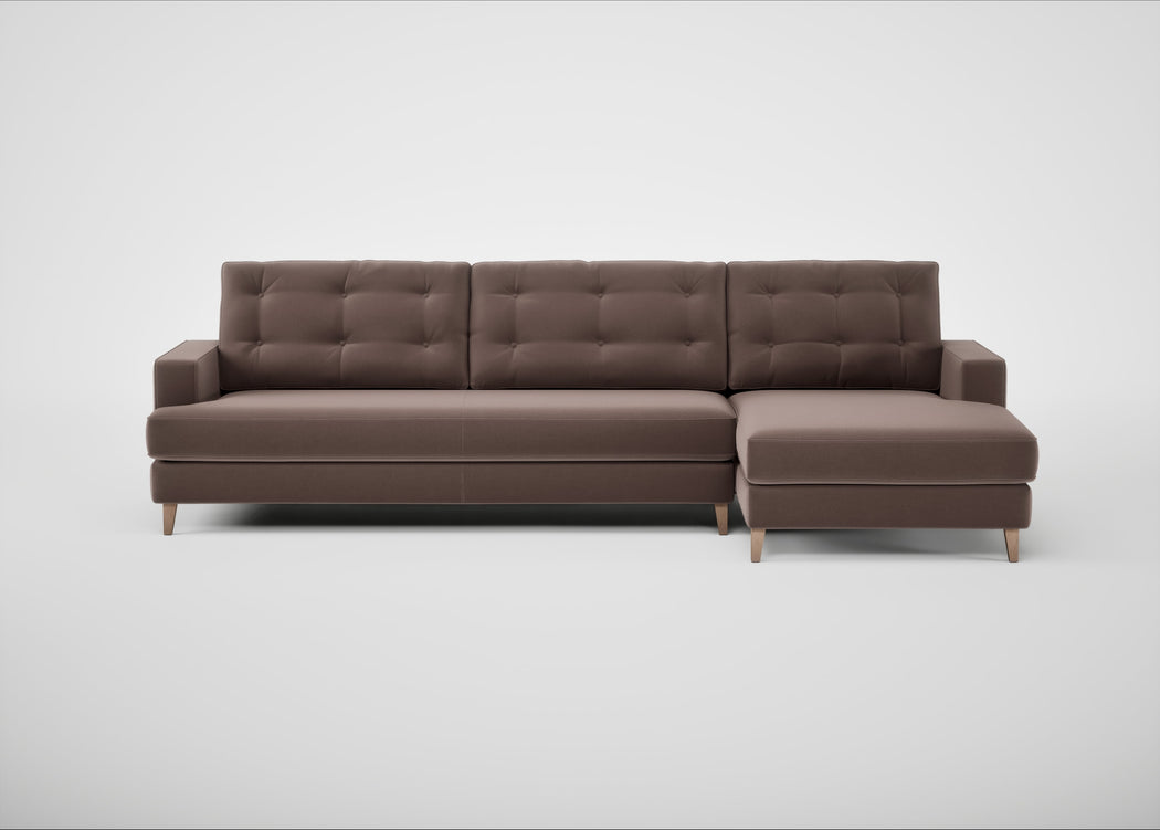 Mistral Right Hand Facing Corner Sofa Smart Velvet Mouse / Natural
