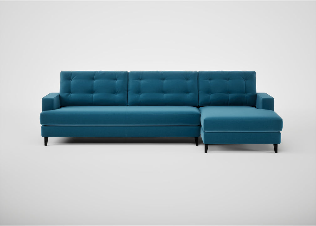 Mistral Right Hand Facing Corner Sofa Smart Velvet Ocean Blue / Black
