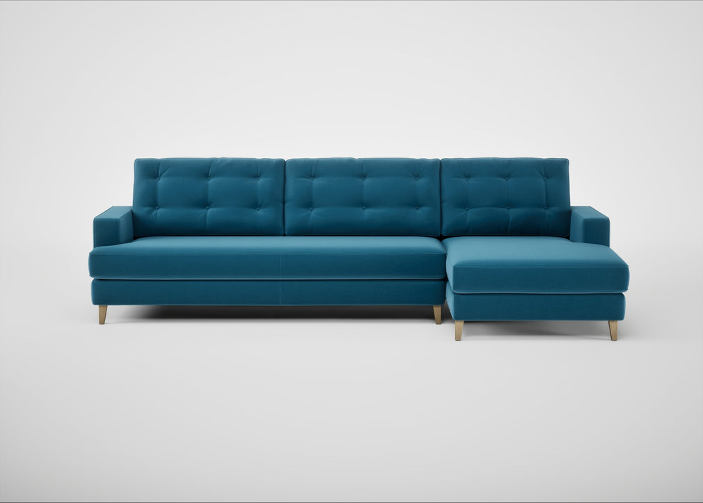 Mistral Right Hand Facing Corner Sofa Smart Velvet Ocean Blue / Natural