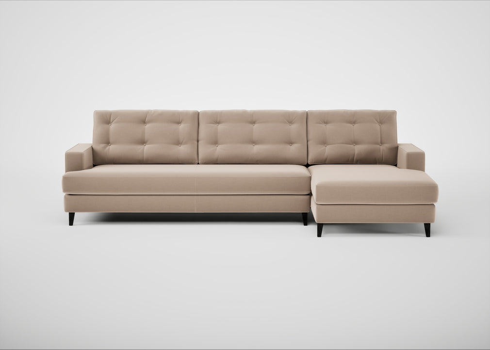 Mistral Right Hand Facing Corner Sofa Smart Velvet Pebble / Black