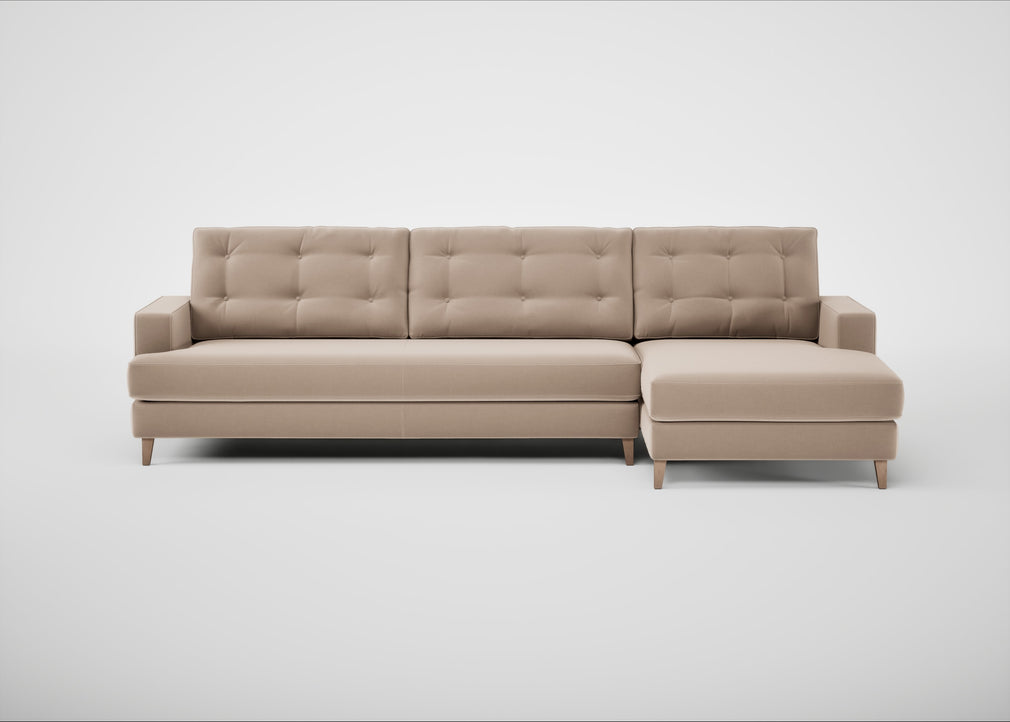 Mistral Right Hand Facing Corner Sofa Smart Velvet Pebble / Natural