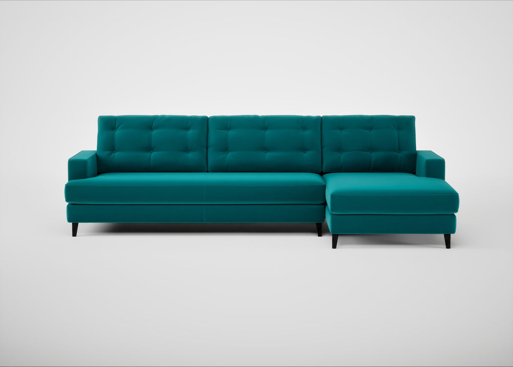 Mistral Right Hand Facing Corner Sofa Smart Velvet Petrol / Black