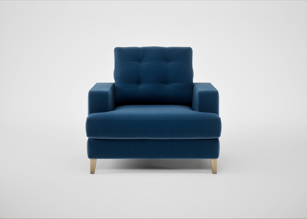 Mistral Armchair Cotton Velvet Petrol / Natural