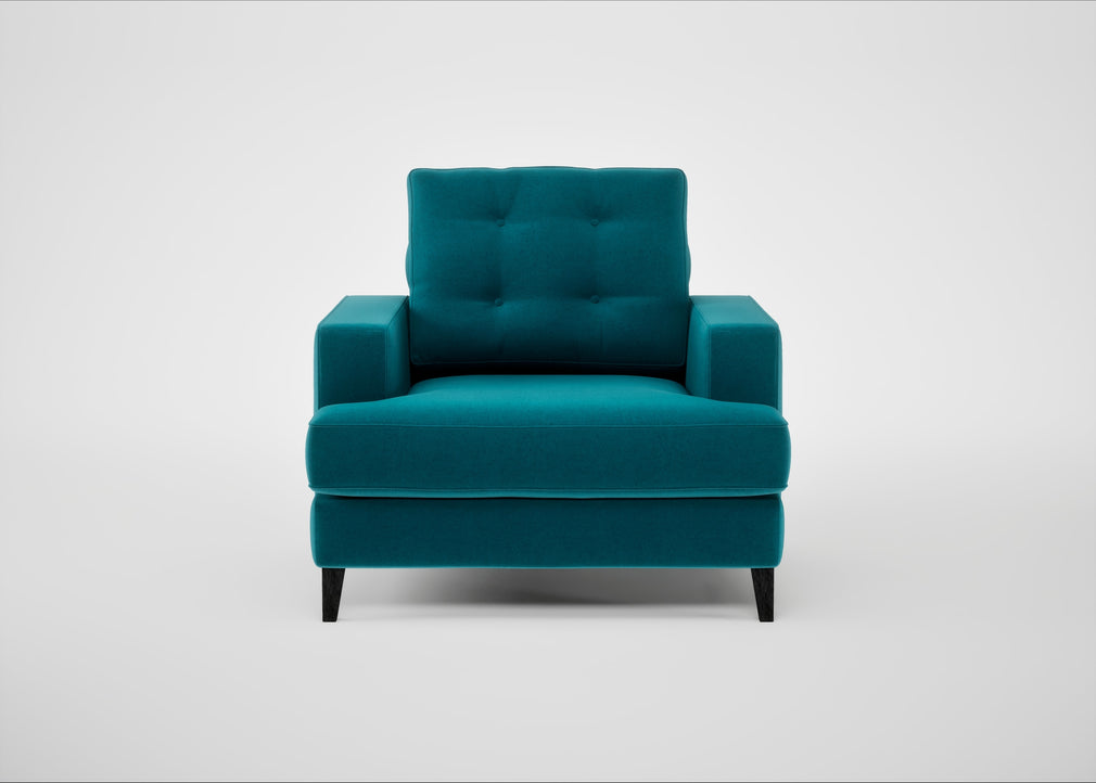 Mistral Armchair Cotton Velvet Teal / Black