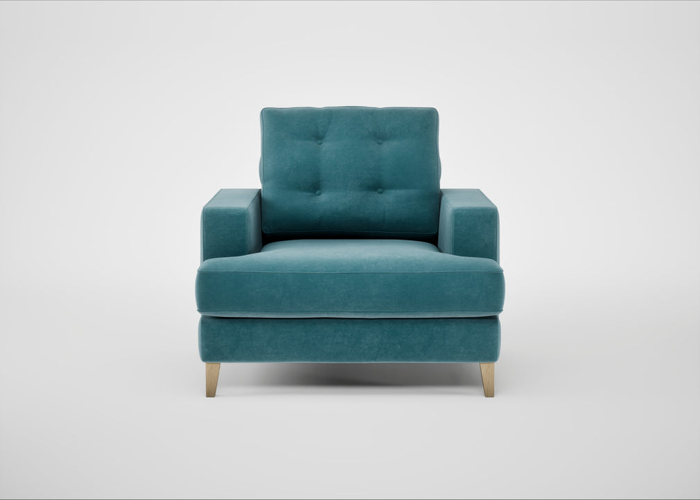 Mistral Armchair Smart Luxe Velvet Airforce Blue / Natural