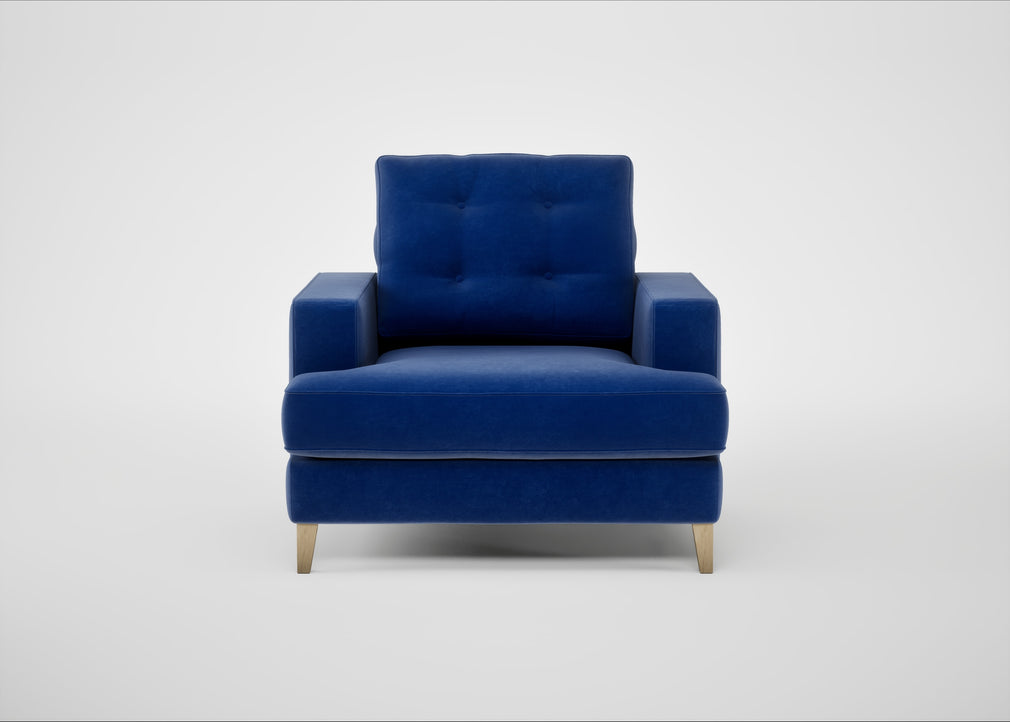 Mistral Armchair Smart Luxe Velvet Azure / Natural