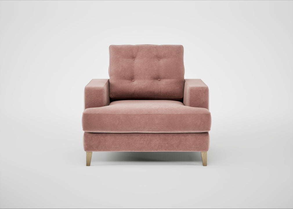 Mistral Armchair Smart Luxe Velvet Dusky Pink / Natural