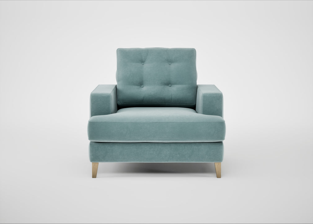 Mistral Armchair Smart Luxe Velvet Mineral Blue / Natural