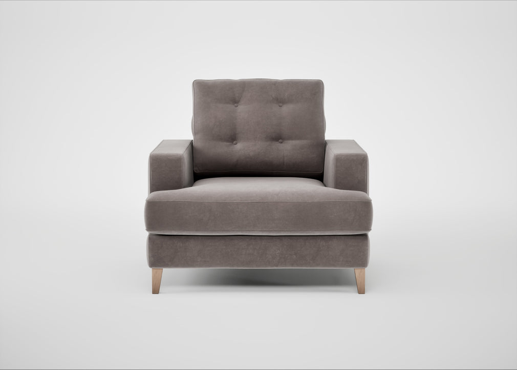 Mistral Armchair Smart Luxe Velvet Mushroom / Natural