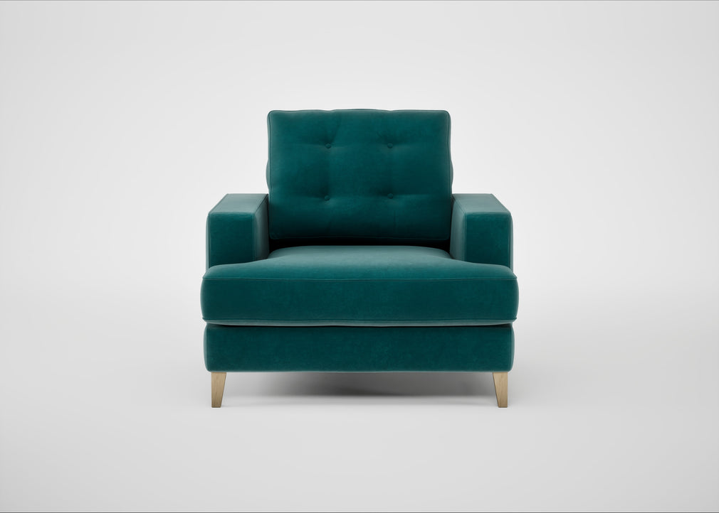 Mistral Armchair Smart Luxe Velvet Ocean Green / Natural