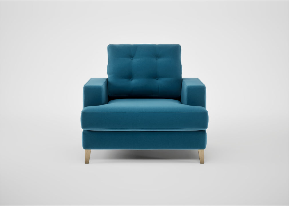 Mistral Armchair Smart Velvet Ocean Blue / Natural