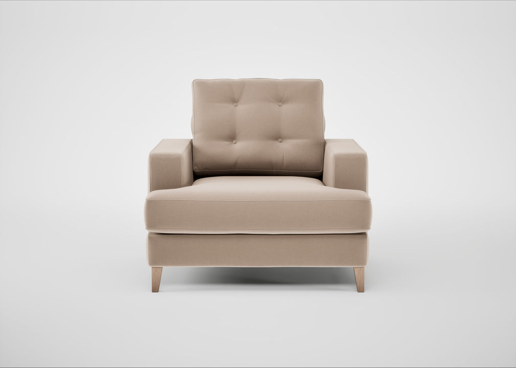 Mistral Armchair Smart Velvet Pebble / Natural