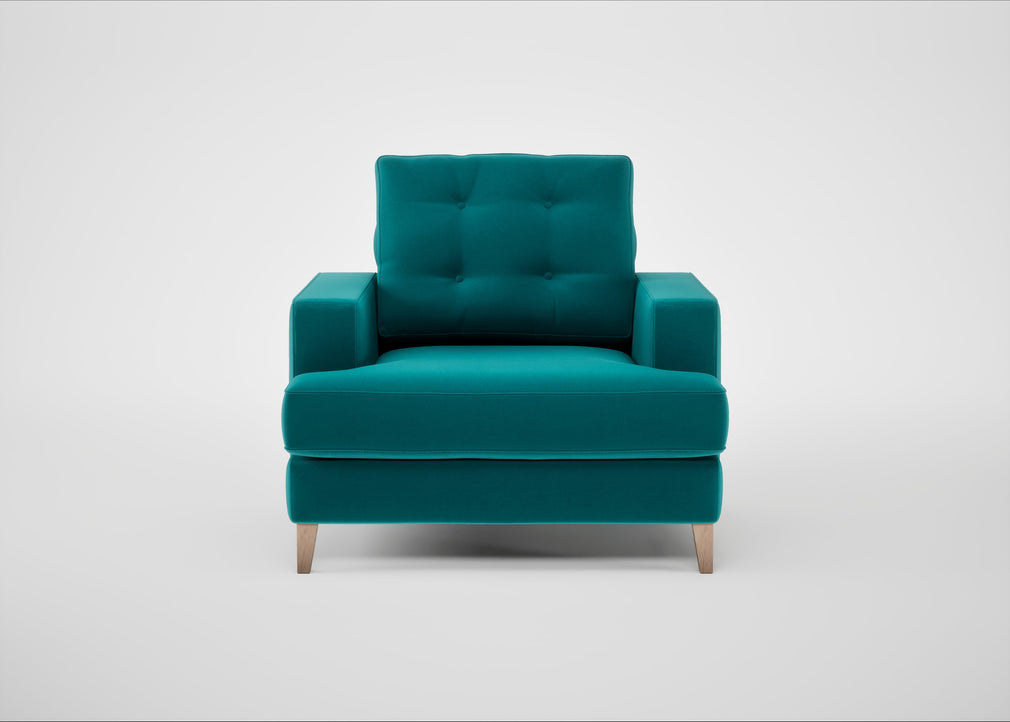 Mistral Armchair Smart Velvet Petrol / Natural