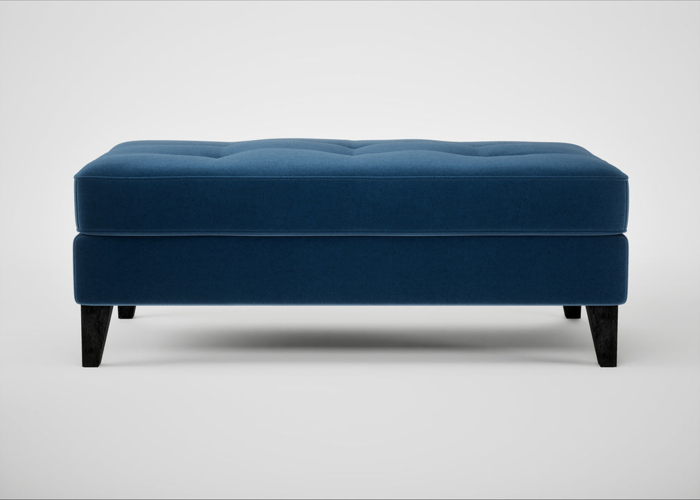 Mistral Footstool Cotton Velvet Petrol / Black