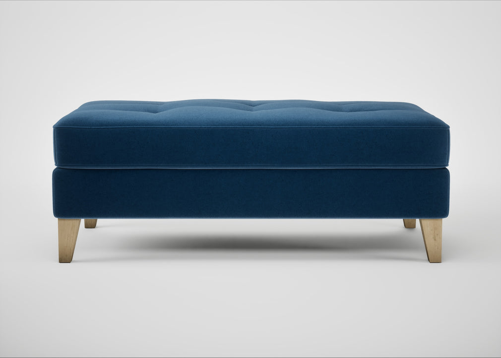 Mistral Footstool Cotton Velvet Petrol / Natural