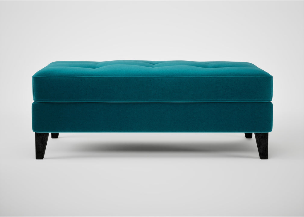Mistral Footstool Cotton Velvet Teal / Black
