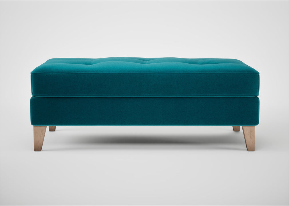Mistral Footstool Cotton Velvet Teal / Natural