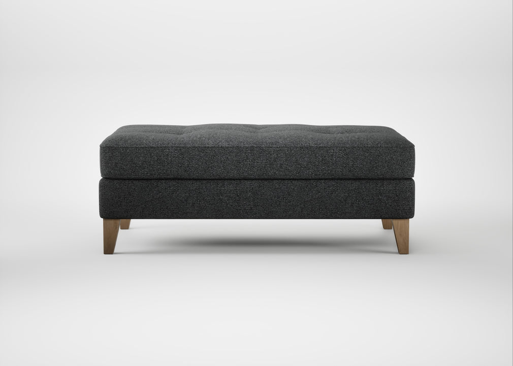 Mistral Footstool Melton Wool Granite / Natural