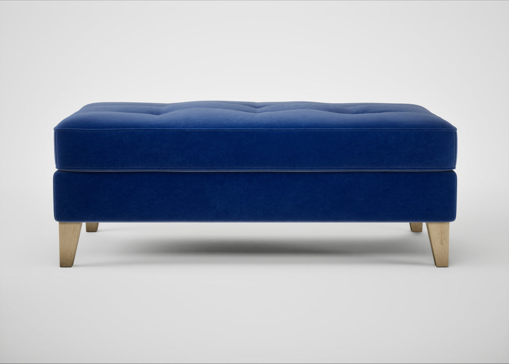 Mistral Footstool Smart Luxe Velvet Azure / Natural