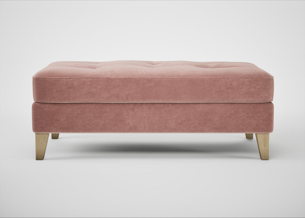 Mistral Footstool Smart Luxe Velvet Dusky Pink / Natural