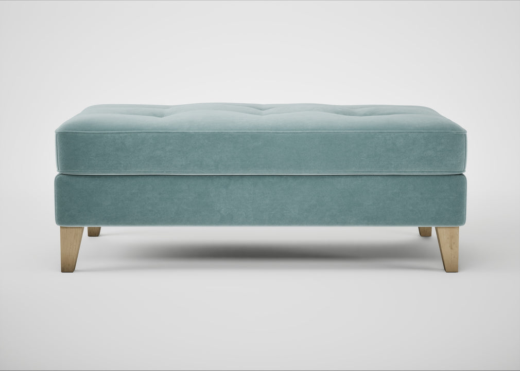 Mistral Footstool Smart Luxe Velvet Mineral Blue / Natural