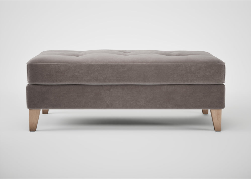 Mistral Footstool Smart Luxe Velvet Mushroom / Natural