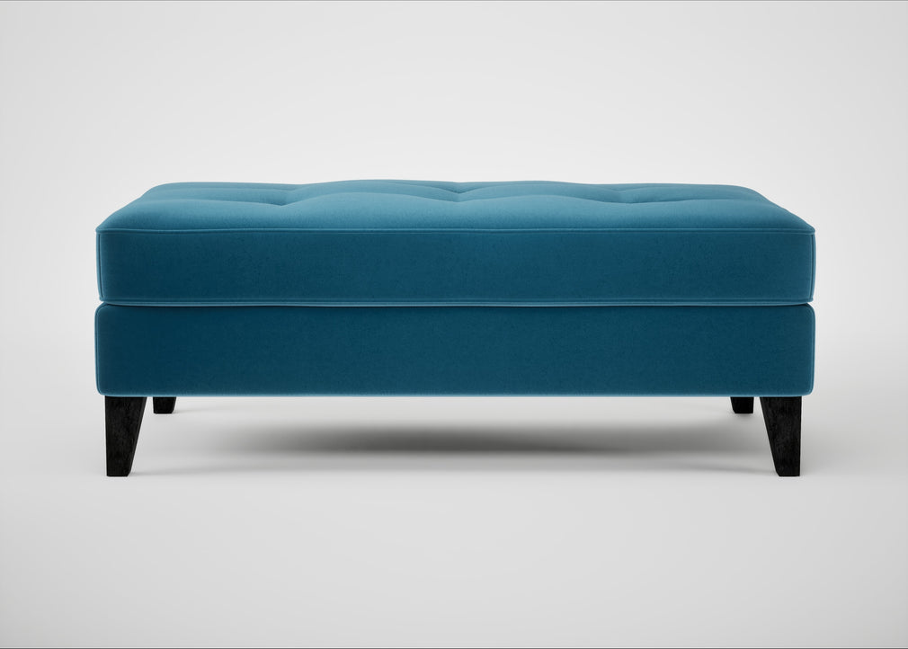 Mistral Footstool Smart Velvet Ocean Blue / Black