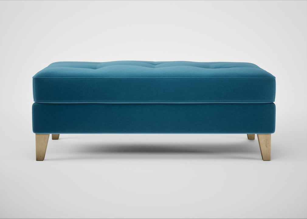 Mistral Footstool Smart Velvet Ocean Blue / Natural