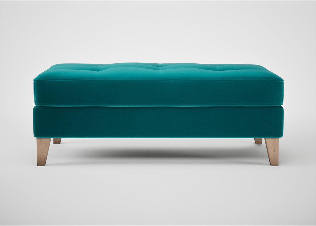 Mistral Footstool Smart Velvet Petrol / Natural
