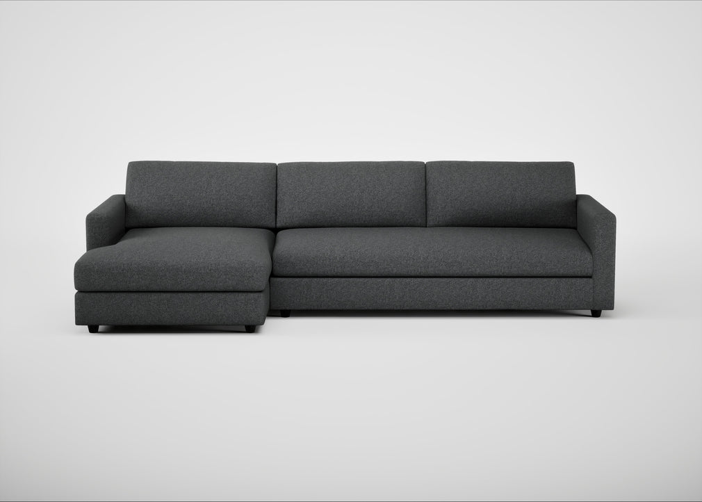 Nimbus II Left Hand Facing Chaise Corner Sofa Melton Wool Granite