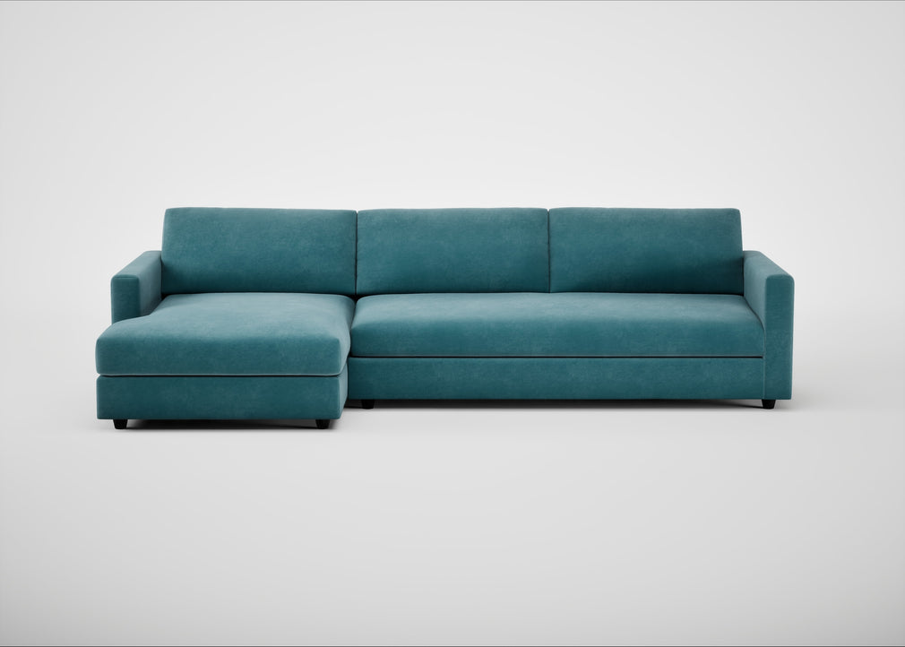 Nimbus II Left Hand Facing Chaise Corner Sofa Smart Luxe Velvet Airforce Blue