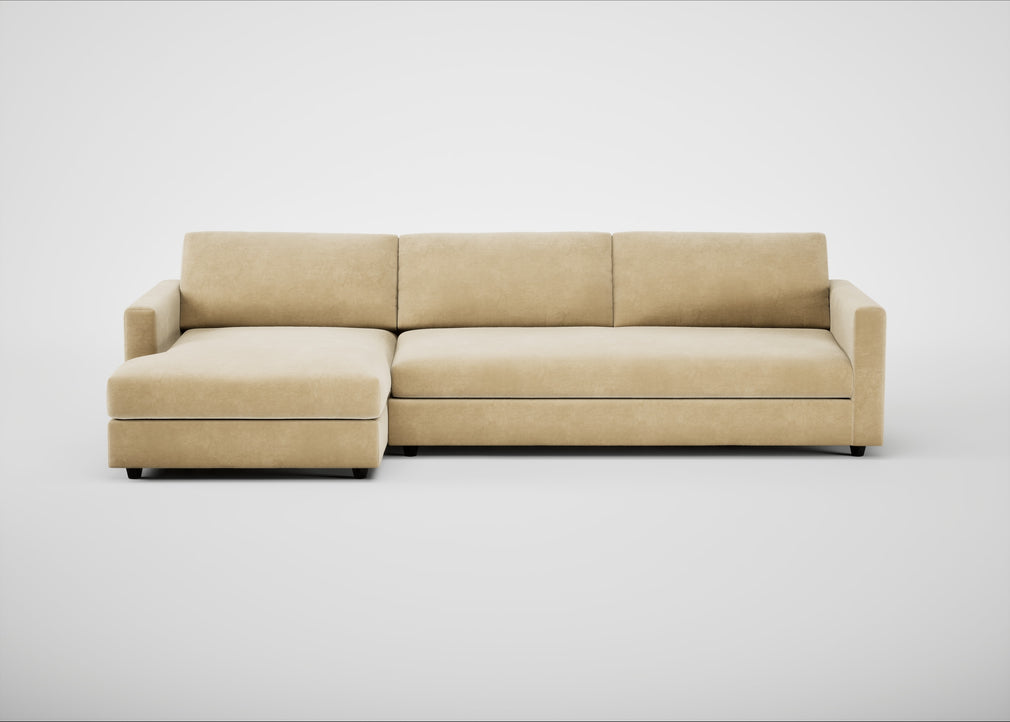 Nimbus II Left Hand Facing Chaise Corner Sofa Smart Luxe Velvet Biscuit