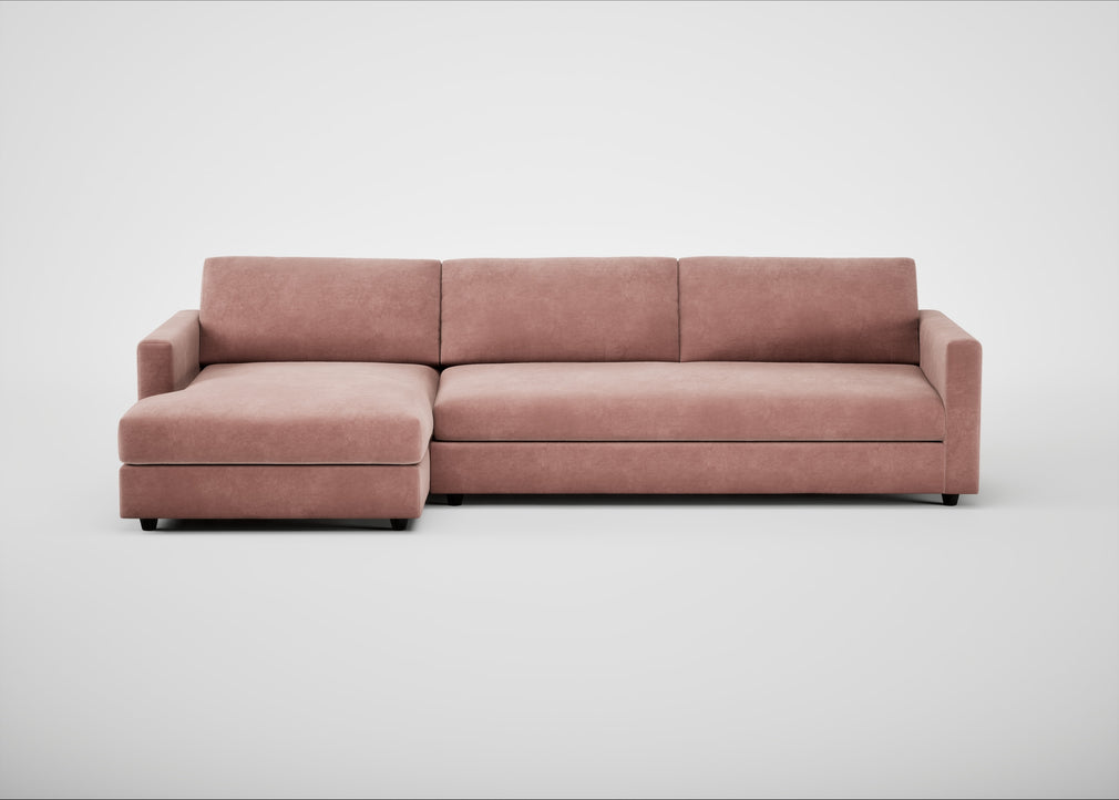 Nimbus II Left Hand Facing Chaise Corner Sofa Smart Luxe Velvet Dusky Pink