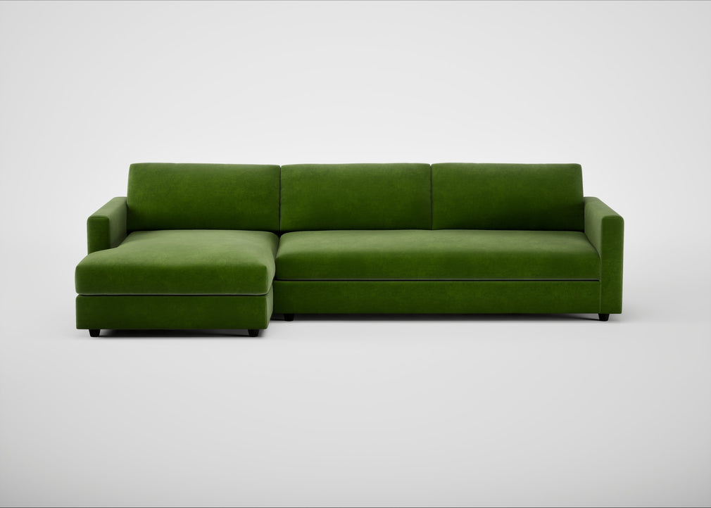 Nimbus II Left Hand Facing Chaise Corner Sofa Smart Luxe Velvet Grass